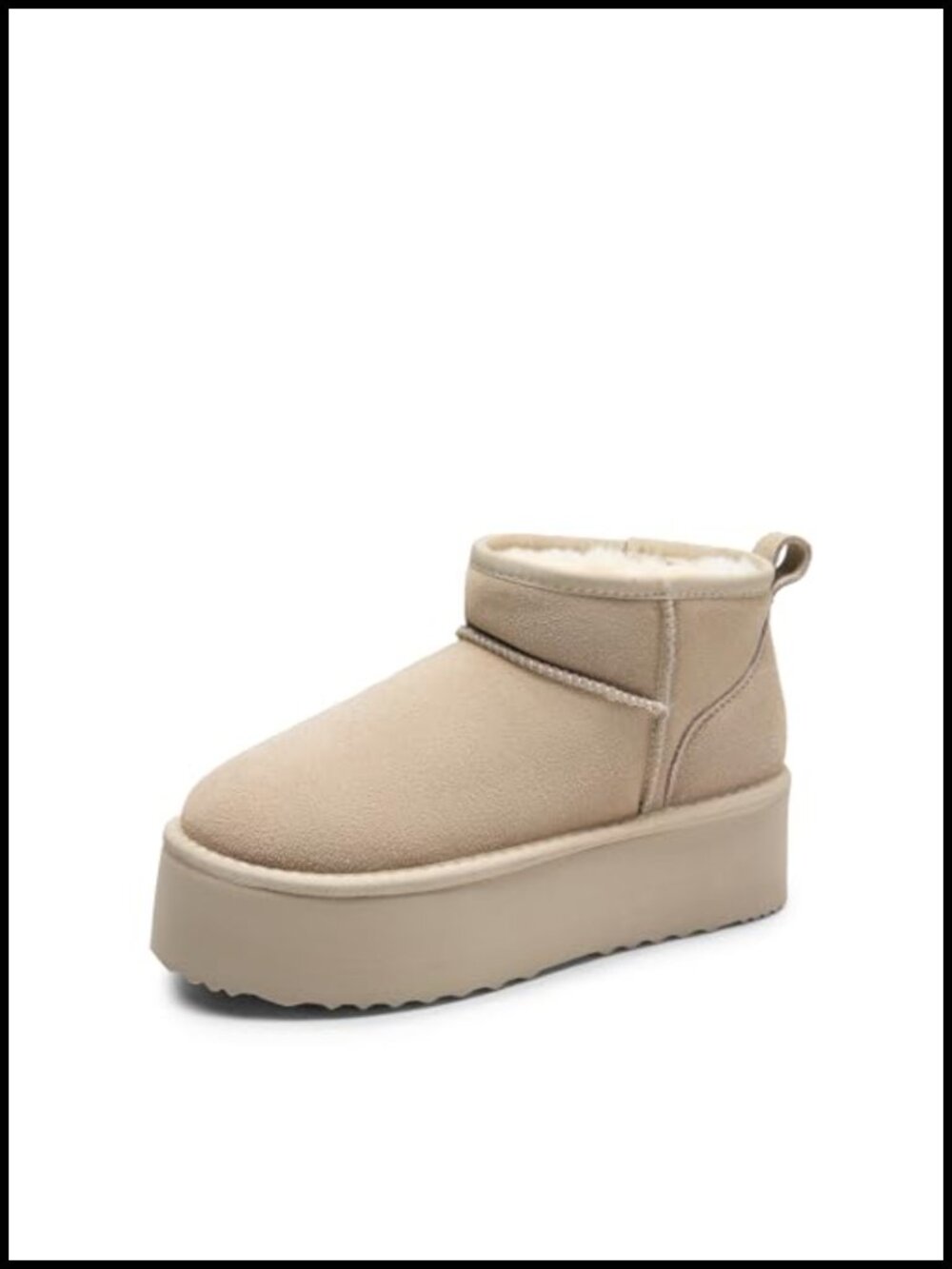 Suede Platform Ankle Snow Boots with Memory Foam Insoles